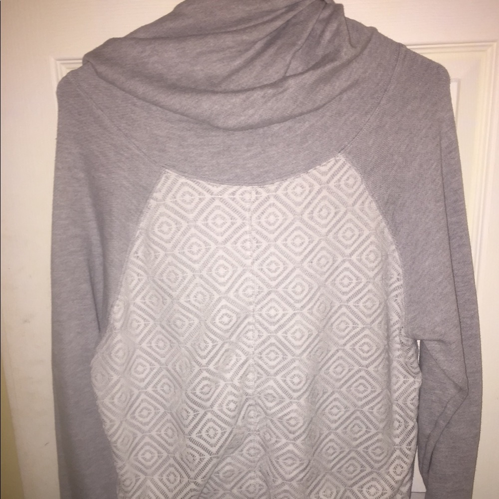 Hoodie with cowl neck and lace front